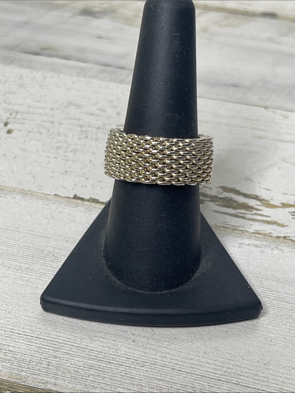 Tiffany & Co. Somerset Mesh Ring Sterling Silver 925 Wide Band